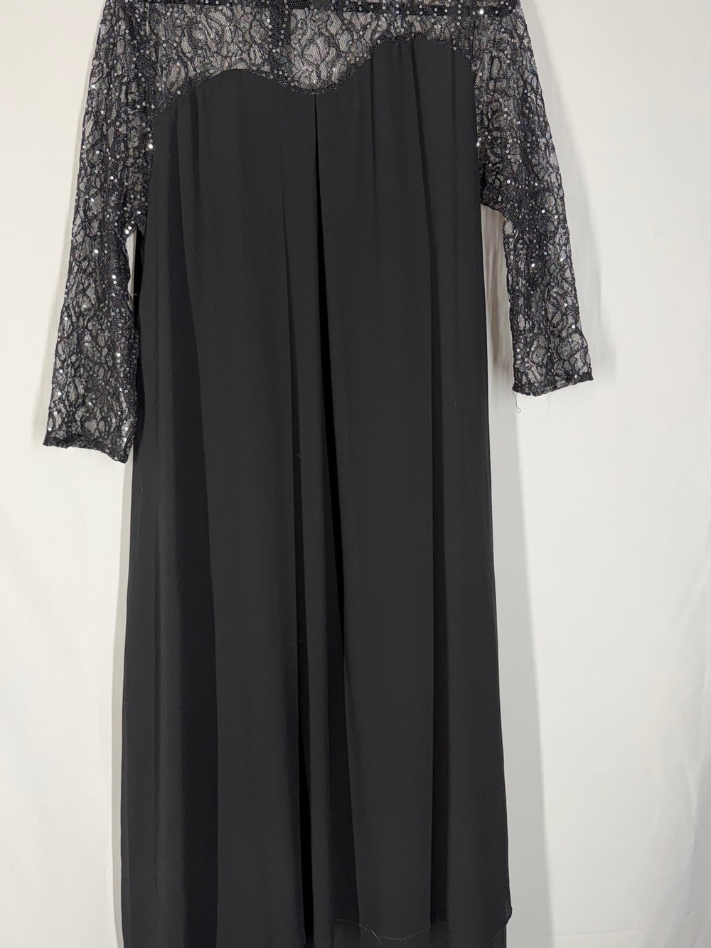 Black Lace-Sleeve Formal Jumpsuit